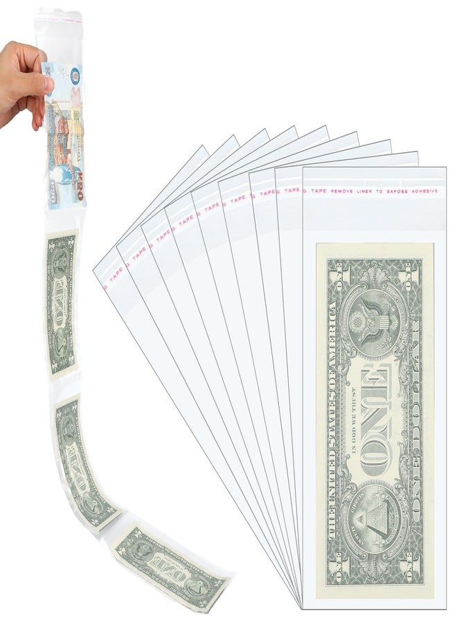 Hpmjz 200Pcs Cake Money Box Transparent Bags,3x7In Surprise Gift Bags for Money Resealable Glassine Adhesive Self-Sealing Dollar Bill Sleeves Money Gift Ideas for Gift Birthday Wedding Party Favors - Image 1